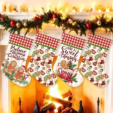 Christmas Stockings 18 Inch 4 Pcs Gingerbread Xmas Home Decor Gingerbread Holida
