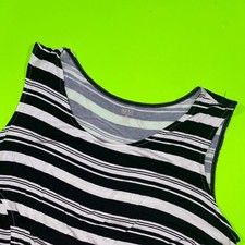 ana A New Approach Womens XL Black White Striped Sleeveless Fit Flare Dress