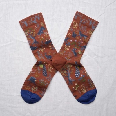 Kurze Herren Socken BONNE MAISON Fantasie Ziegel Und Blau BO401