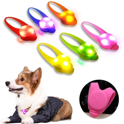 BRIGHT LED Dog Collar Pendant Tag Flashing Pet Puppy Luminous NIght LIGHT UP