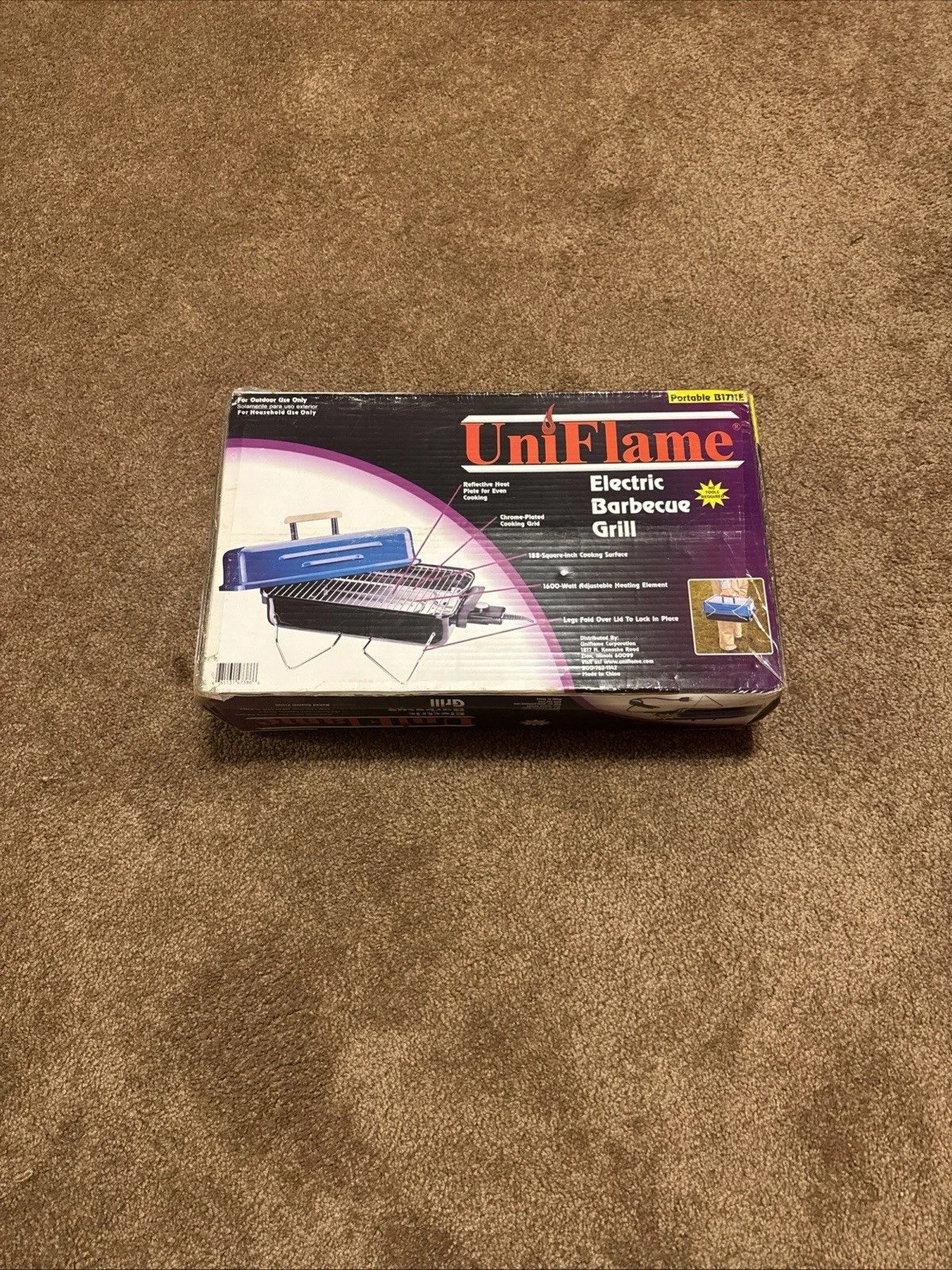 Electric BBQ Grill 1600W Uniflame Model B1711E