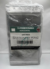 100 Clear 3x4 Plastic Horizontal Name Badge ID Card Holders NIP Stationery King