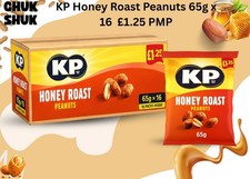 KP Honey Roast Peanuts – 16 x 65g Bags | Sweet & Crunchy Roasted Peanuts Coated