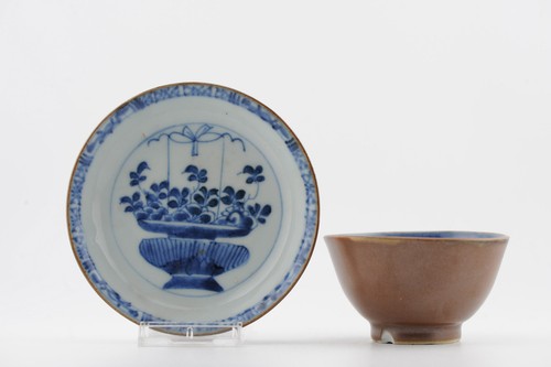 Antique 18th C Kangxi Chinese Porcelain Cafe au Lait Literati Tea Bowl China - Picture 1 of 1