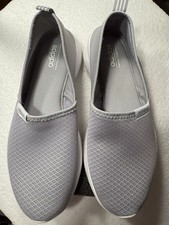adidas Women's Gray White Slip-On Memory Foam Comfort Shoes 7.5 Model FW5358
