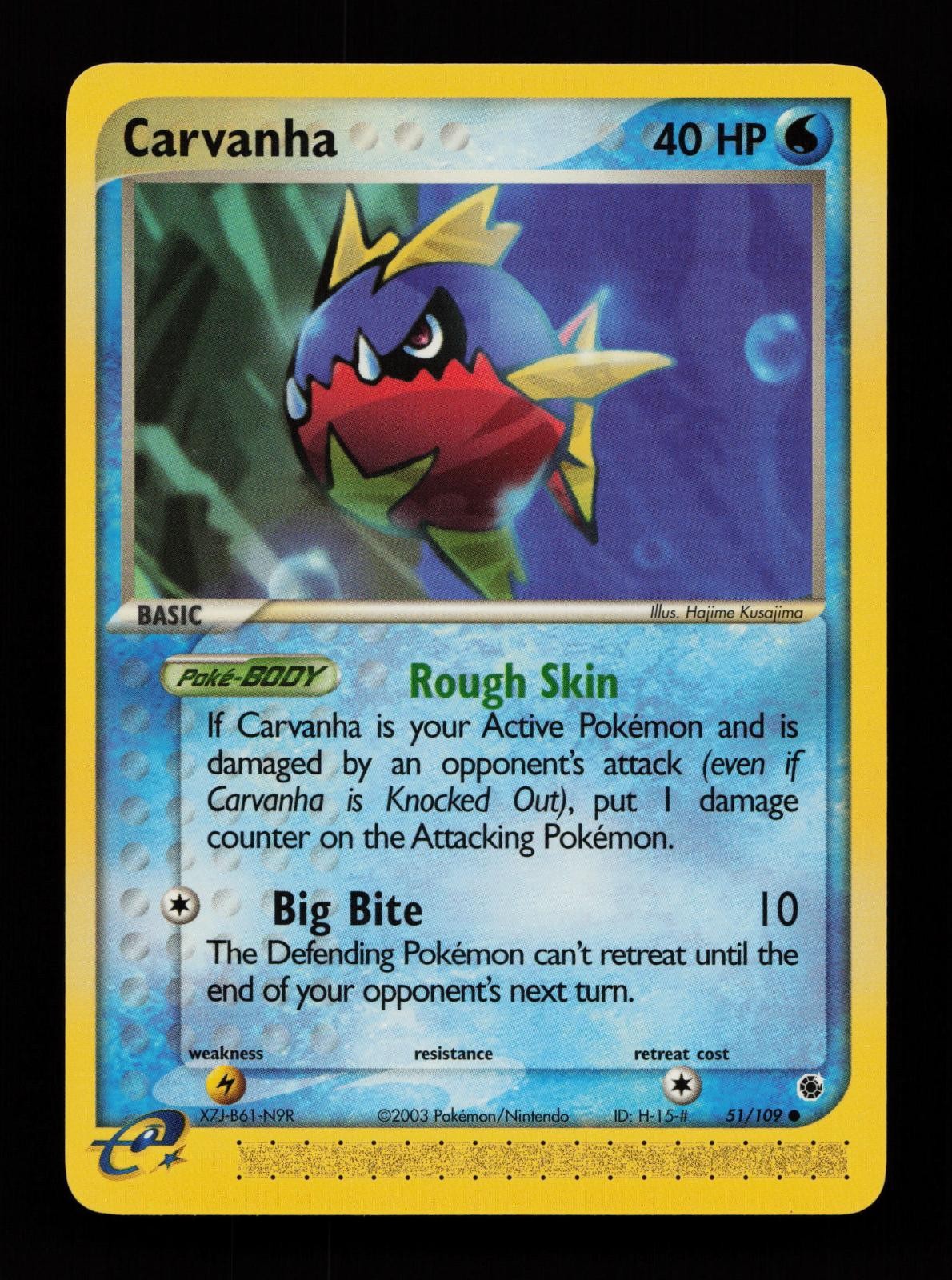 Carvanha 51/109 Common Ruby & Sapphire Pokemon Cards