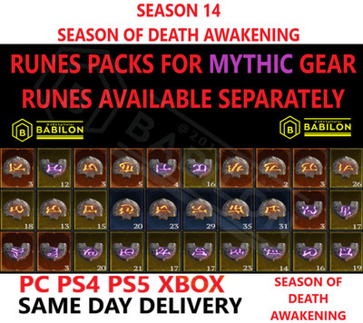 SEASON 14 DIABLO 4 Mythic Uniqes Rune Set &All Runes  PC PS4 PS5 XBOX  DIABLO IV