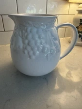 Harry & David Pitcher All White with Fruit Design