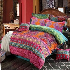 Boho Size Comforter Set, 3pc Colorful Bohemian Chic Soft King Boho Colorful