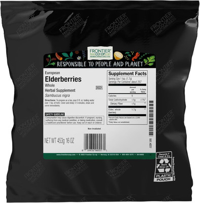 Frontier Co-Op Dried Elderberries, European Whole - Non-Gmo Elderberry Dried Fru