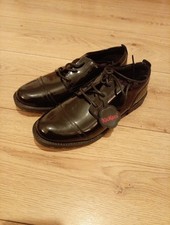 Image of Black Patent Leather Kickers Lachly Lace School Shoes Size 5 New Never Worn