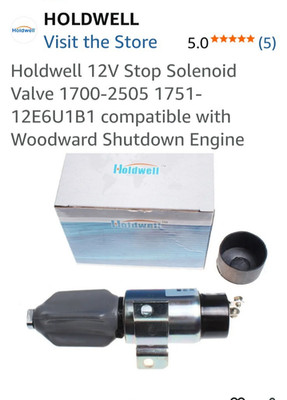 New Holdwell 12V Stop Solenoid Valve - Compatible w/ Woodward Shut Down Engine
