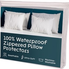 Niagara 4 Pack Waterproof Pillow Protectors Queen 20x30 Inches Queen, White