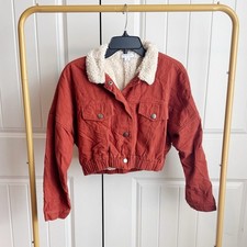 Favlux Rust Sherpa Lined Cropped Jacket