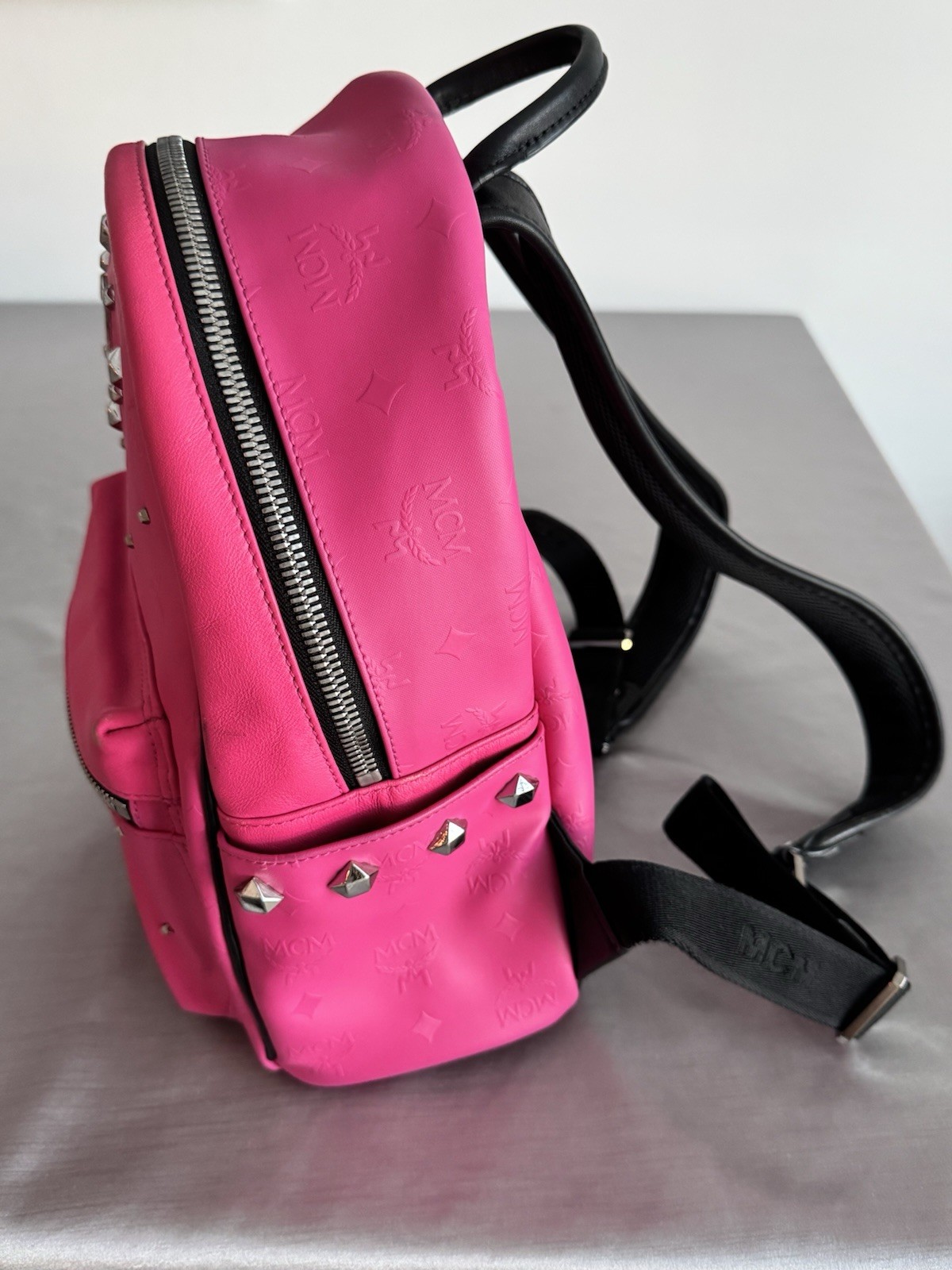 MCM Odeon Studded Small Backpack Beetroot Pink - image 2