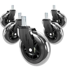 Office Chair Wheels Rubber Chair Casters for Hardwood Floors and Carpet, Set ...