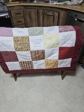 Handmade Comforting Church Charity Quilt Bible Verse Patchwork 37x52 inches EUC