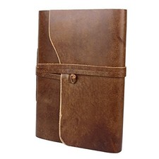 Genuine Leather Photo Album with Gift Box - Scrapbook Large Brown 12"x8.7"