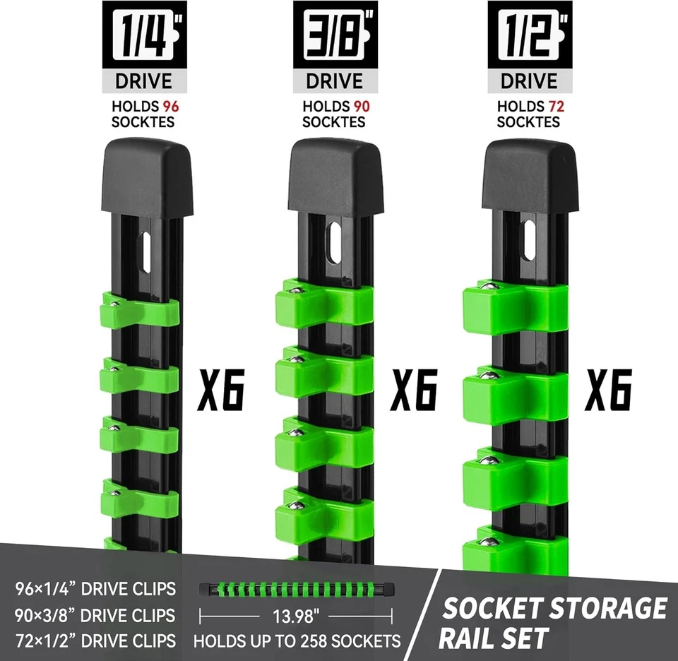 Tool Socket Organizer - Green, 258 Socket Capacity - Image 4 of 4