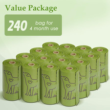240 Dog Poop Bags 13x9" Leakproof Strong Pet Waste Bags Lavender Scent 16 Rolls