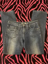 Crest Jeans Straight Leg Mid Rise Blue Medium Wash Embroidered Women’s Size 9/10