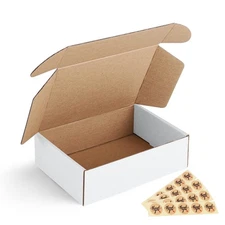 Eupako 7x5x2 Shipping Boxes Small Corrugated Cardboard Box - 25 Pack White Ma...