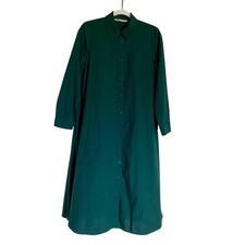 Zara Collared Pleated Prep Shabby Chic Utility LS Button Down Midi Dress Size S