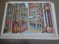 ORIGINAL VINTAGE C1900 TOY THEATER JF SCHREIBER CITY SCENE BUILDINGS