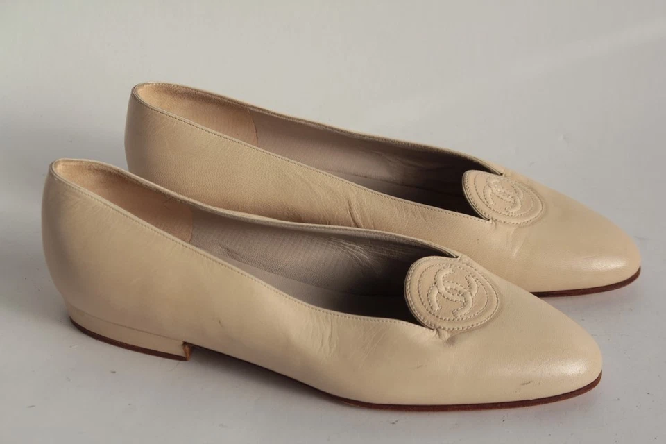 CHANEL Chaussures Ballerines cuir beige femme T34,5 (63193) - Photo 1/4