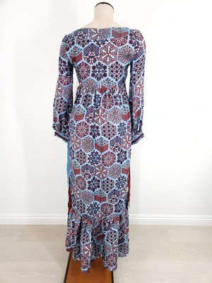 gucci boho dress Gucci Fit And Flare Dress Womens 40 Small Floral Printed Belted Boho Designer