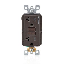 Leviton Dual-Function AFCI/GFCI Outlet, 20 Amp, Self Test, 20 Brown