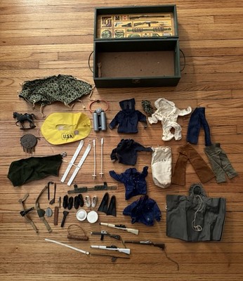 Vintage 60s 70s GI Joe Locker Box Army Trunk Scuba Navy