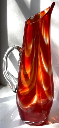 Blenko Glass 1972 Charisma Pitcher 7213X John Nickerson Design 15" Tall