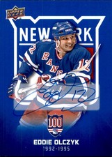 Eddie Olczyk 2025-26 New York Rangers Centennial Blue Autograph #45