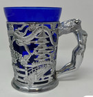 Vintage Japanese Cut Stein Cup w/ Dragon & Woman Figure Art Deco Piece — photo 9