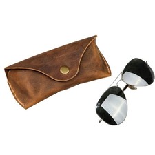 Handmade Genuine Leather Sunglasses Case Vintage Brown Eyeglasses Pouch