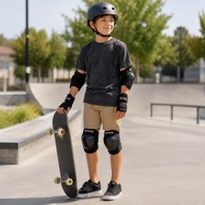 CRZKO Kids Protective Gear Set Knee Elbow Pads Wrist Guards 6-Piece Black