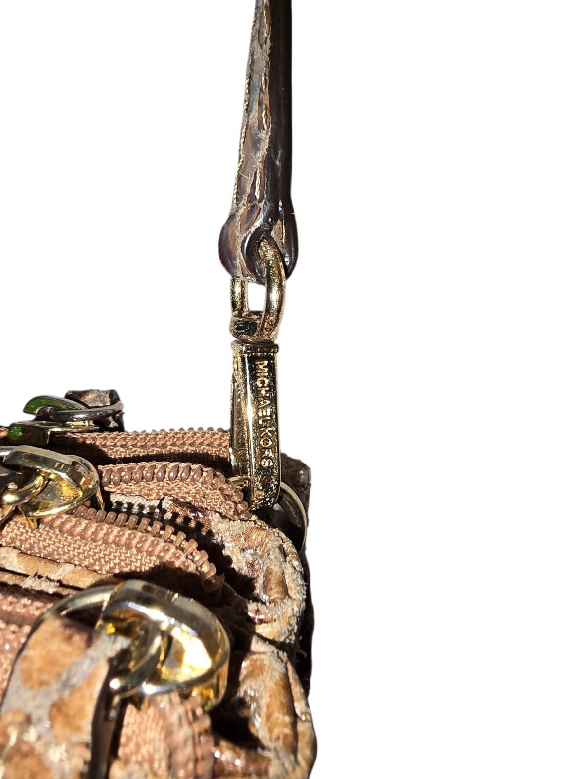 Michael Kors Bedford Gusset Python Embossed Leath… - image 6