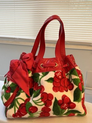 Juicy Couture Y2K Juicy Cherry Shoulder Bag Heart Charm Bow Red