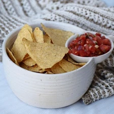 5.75'' Ceramic Chip and Dip Serving Set, Tiered Serving Bowl Set 2 Tier 