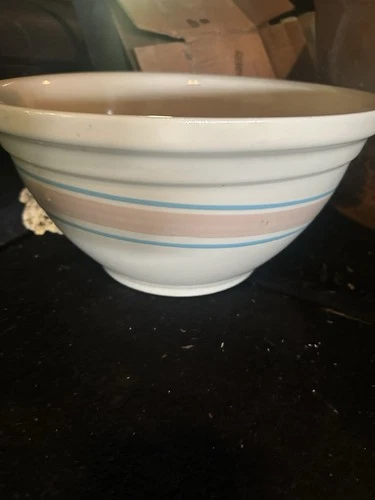 Vintage Mc Coy Blue And Pinking Stripe Bowl No. 14 Very Large Rare