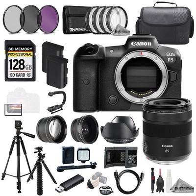 Canon EOS R5 + RF 85mm f/2 Macro IS STM Lens+128GB+Ext Bat+9 PC Filtr MEGA Kit