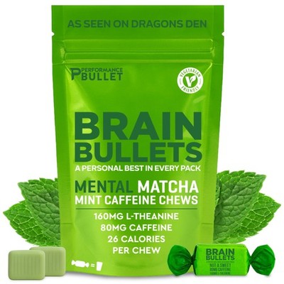 160mg L-Theanine + 80mg Caffeine Chews   Mint Matcha Flavour, Increases Produ...