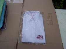 John Henry White dress shirt Satin Pique 14.5 32/33 Made in USA