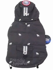 LuvGear Reversible Gray, Plaid Flannel Moose Puppy/Dog Coat/Jacket S, M, L, XL