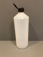 1000ML Plastic Bottles Natural HDPE with BLACK Flip Top Lid PACK of 10