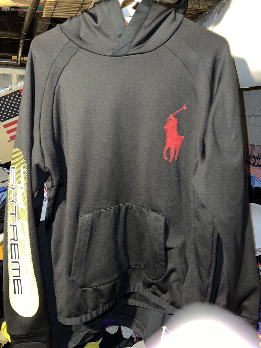 Polo Ralph Lauren Big Pony Hoodie Pullover Boys XL Black Red Polo Ralph Lauren Big Pony Hoodie Pullover Boys XL Black Red