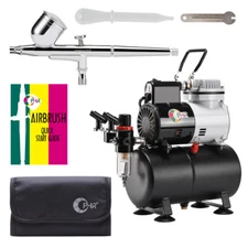 OPHIR Airbrush Air Compressor Kit with Tank and Fan for Hobby Tanning Tattoo