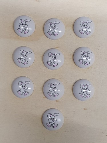 Round Childrens Printed Character Shank Buttons Bunny Rabbit Design 15mm - Picture 7 of 16