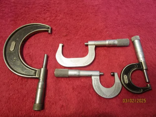 Lot of 4 Vintage Starrett Gauge Micrometers 436-3, 436-1. 230-P, Machinist Tool